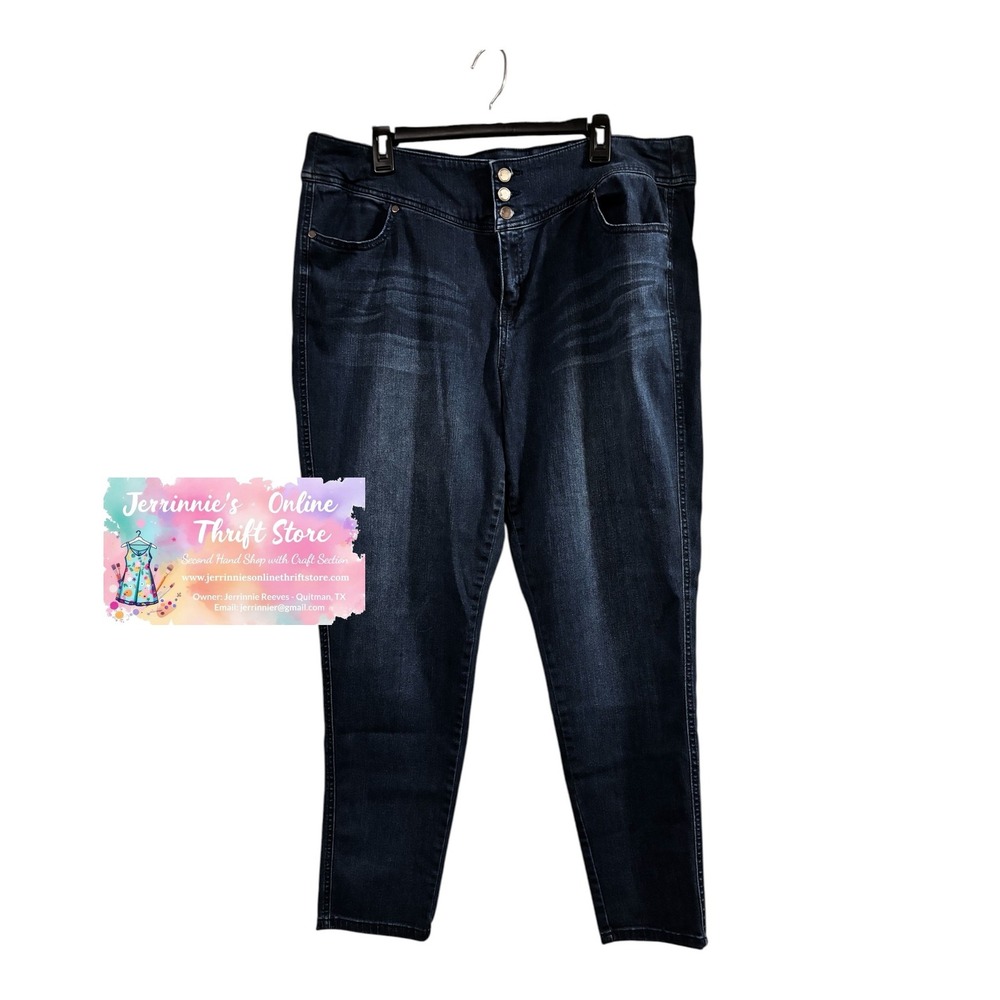 Lane Bryant High Rise Super Stretch Skinny Jeans Dark Wash Blue Plus Size 22